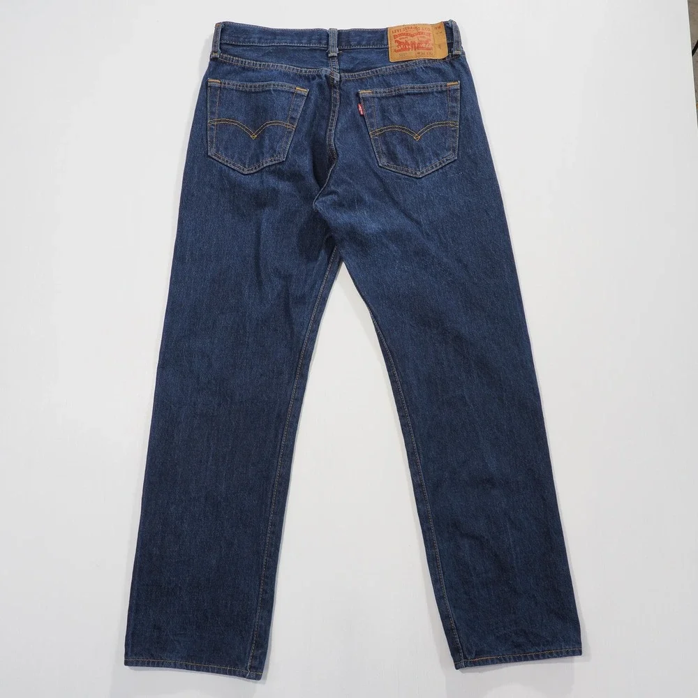 Levis 501 0000 Jeans Mens 34x32 Blue Dark Wash Denim Straight Leg Button Fly